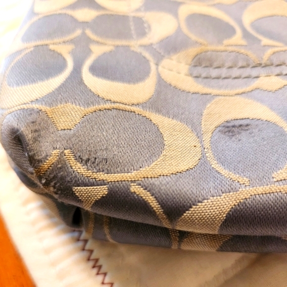 Coach Penelope Canvas Sateen Patent Leather Crossbody Purse, Blue/Gray - Picture 12 of 16